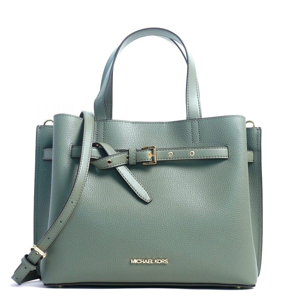 NWT Michael Kors Army Green Emilia Large Satchel Leather Bag